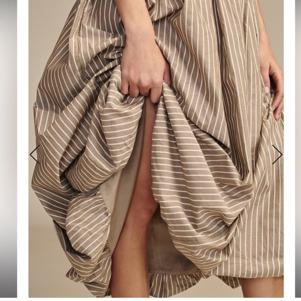 Lucky Brand Strapless Beige Cream Striped Midi Dress - Picture 6 of 7
